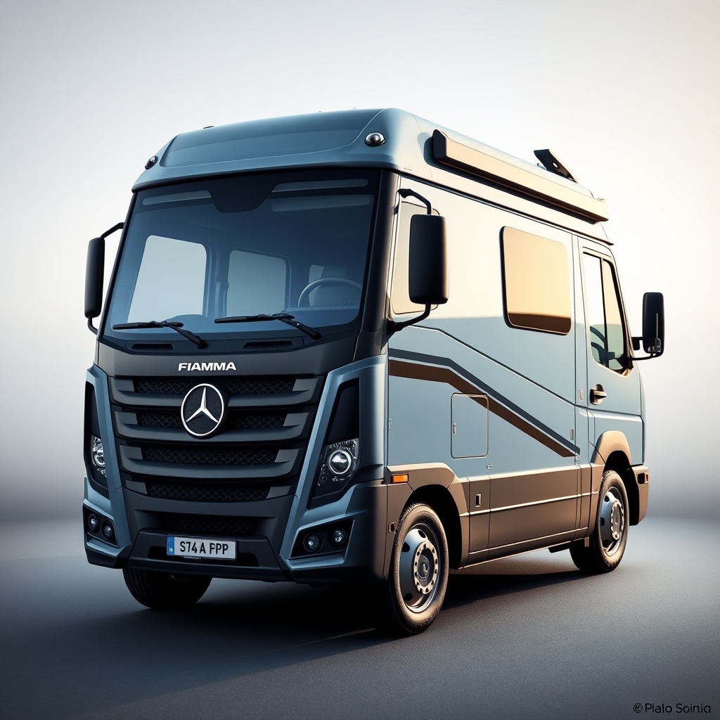 Fiamma F45 Pro kurulumunu gösteren fotorealistik bir görüntü
