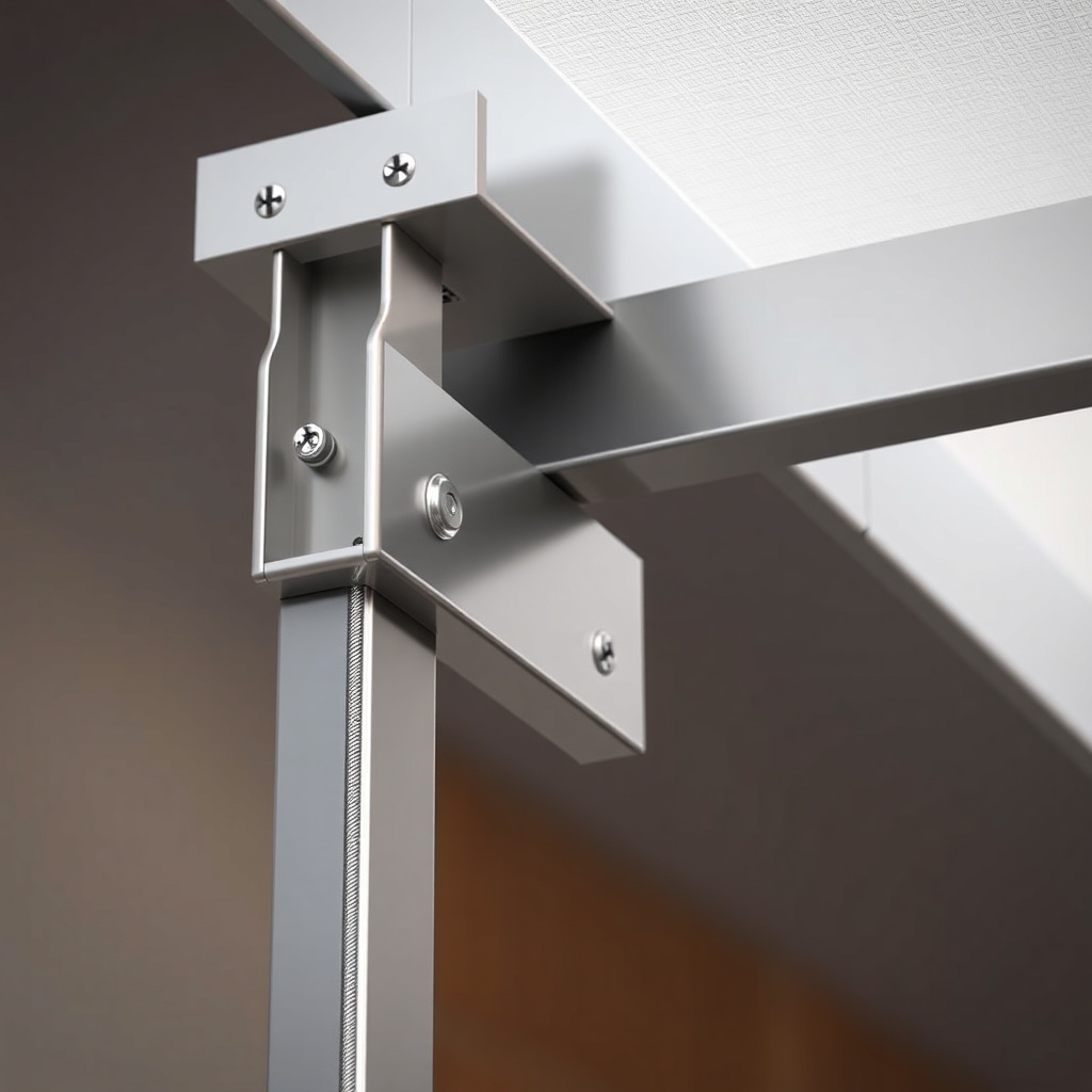 A close-up photorealistic photo of a Fiamma F45 Pro pergola's corner bracket and tension c