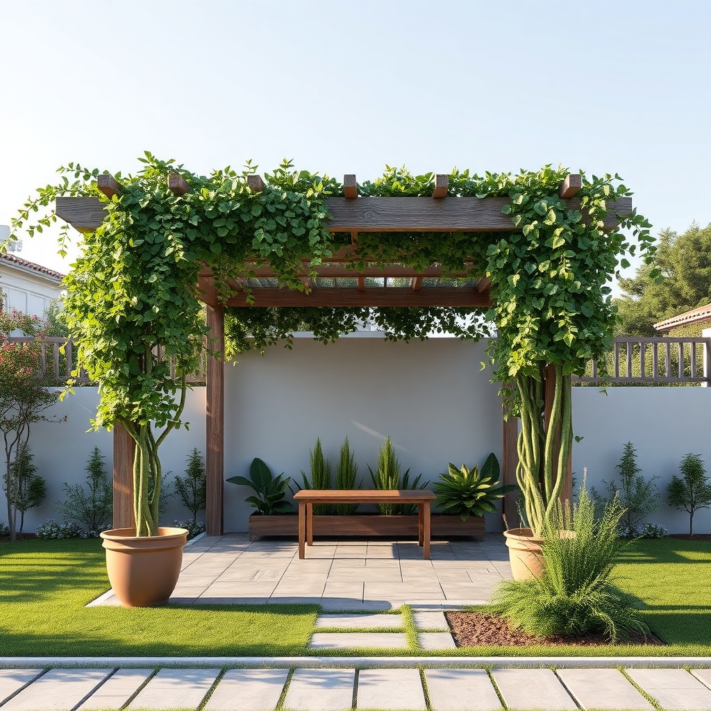 Gerçekçi bir fotoğraf: Gunter 3x4m ahşap pergola köşesinde
