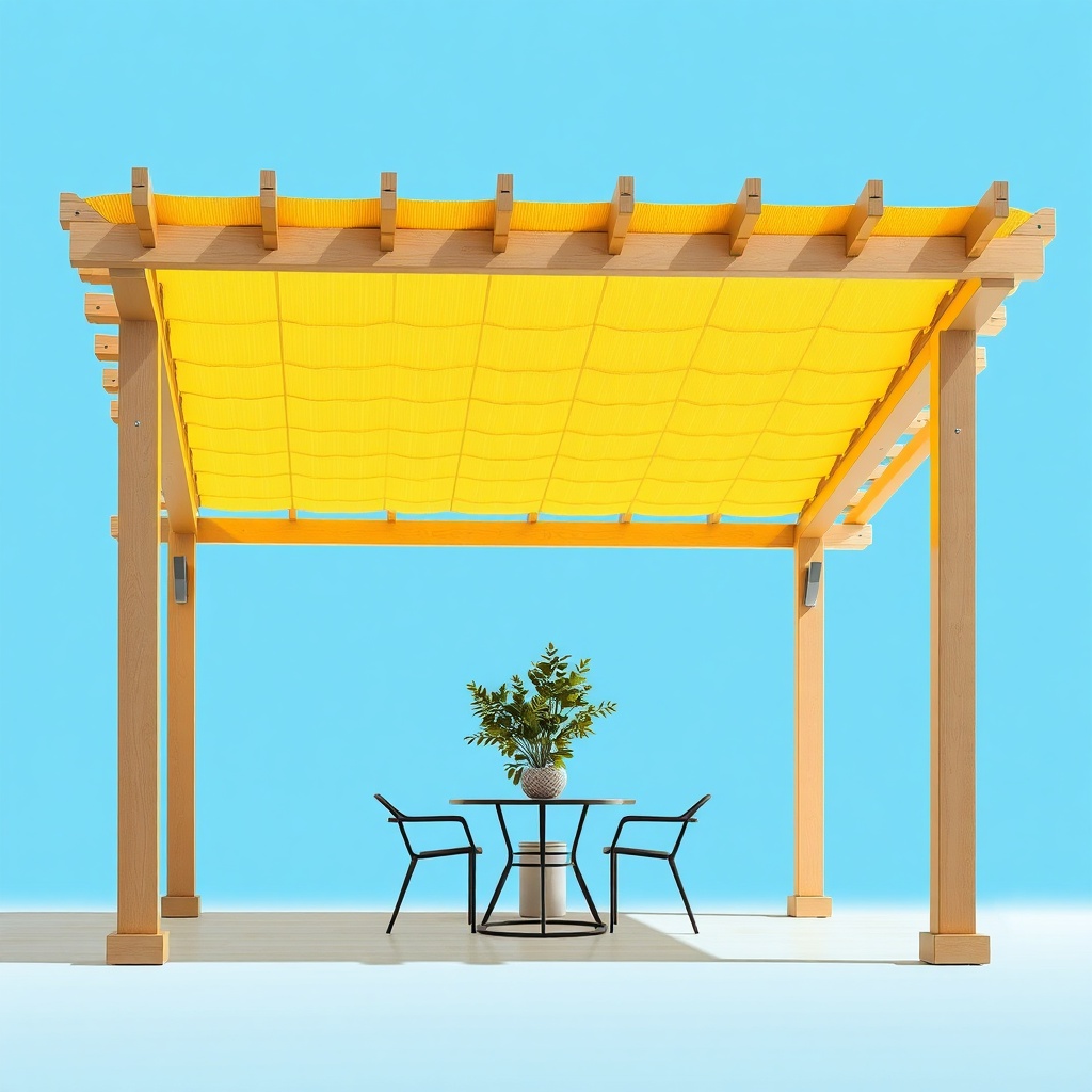 Gölgelik aksesuarları eklenmiş bir Gunter 3x4m ahşap pergola