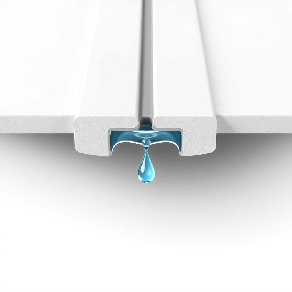 A photorealistic illustration showing a cross-section of a Sunjoy Ledge 10x10 roof panel j